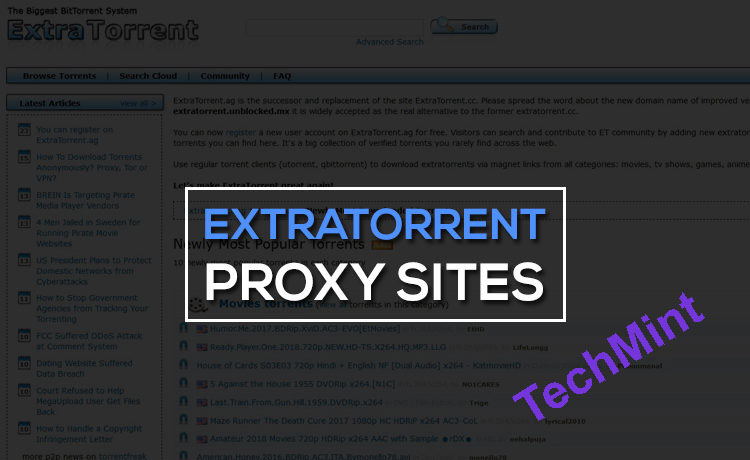 Best Unblock ExtraTorrents Proxy and Mirror Sites