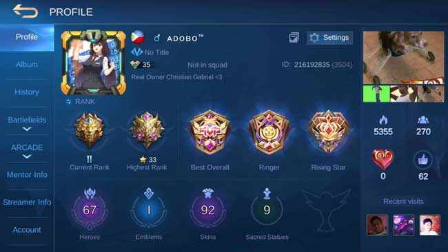 Free Mobile Legends Mythic Account